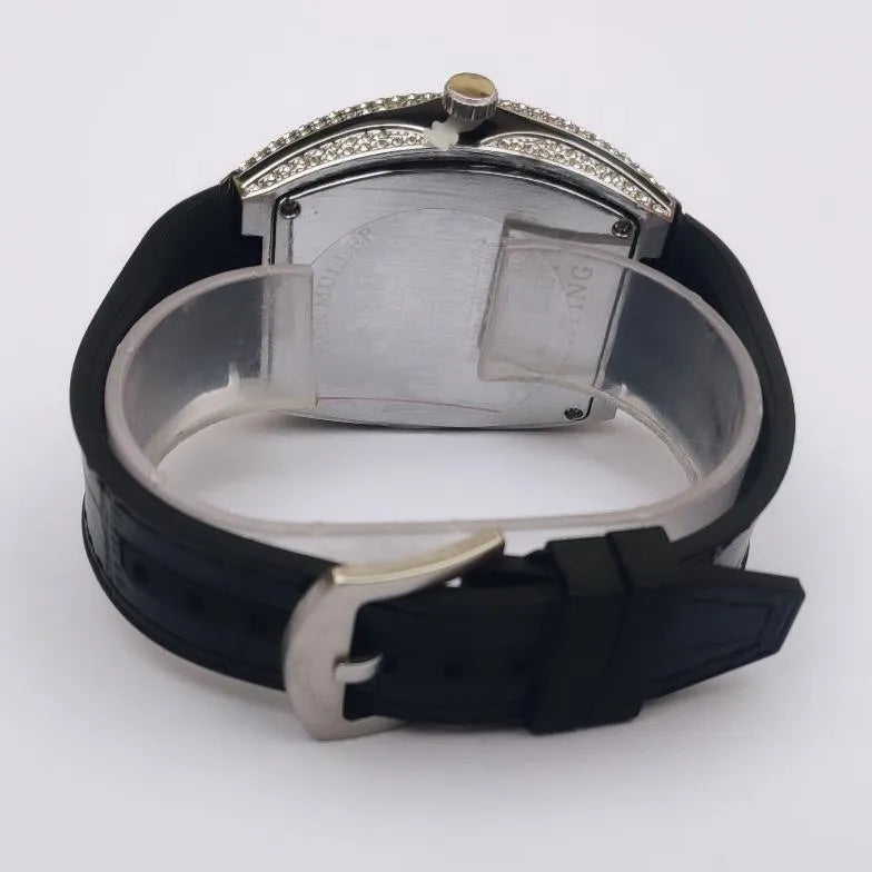 Franck Muller Men's Crystal Watch Black Leather Strap