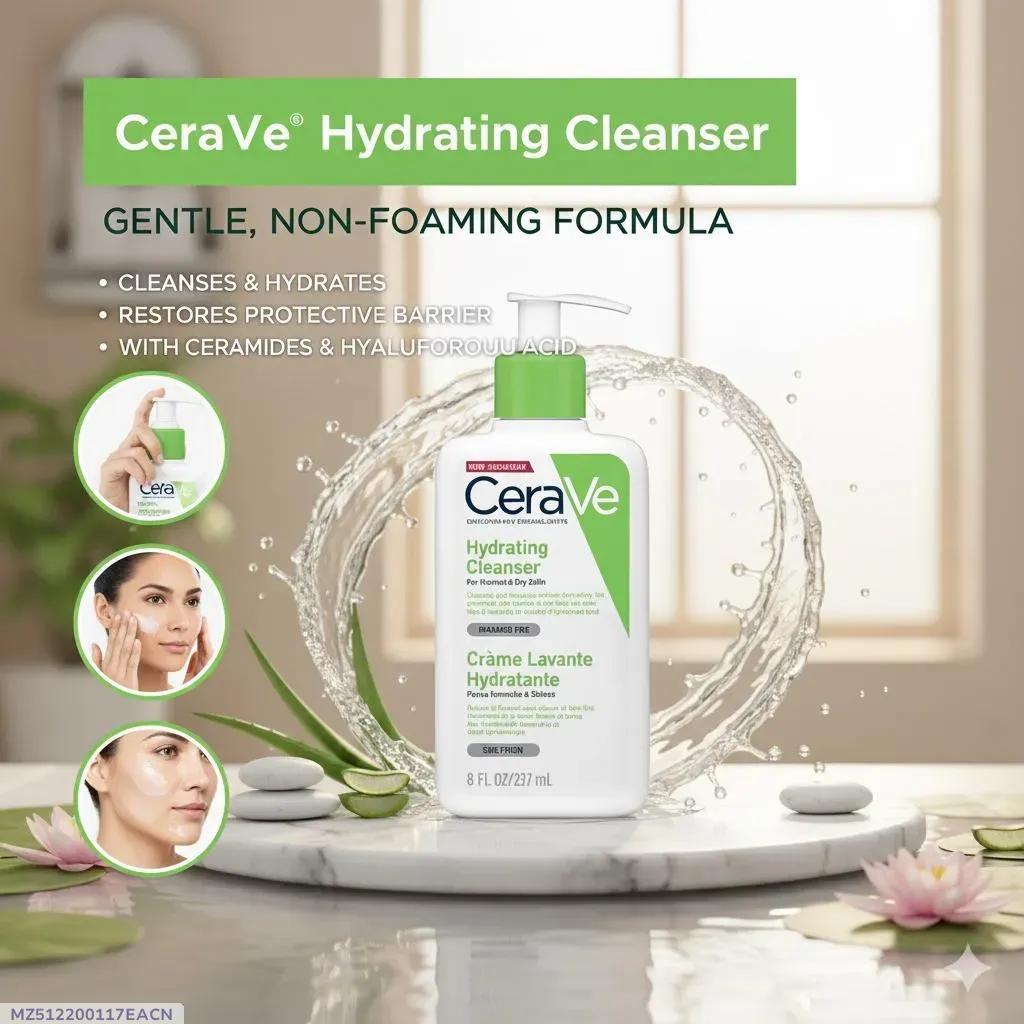 CeraVe Hydrating Facial Cleanser 300ml Non-Foaming Brightening Acne Scar Remover