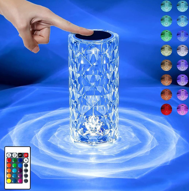 Rechargeable Table Lamp 16 Colors Remote Control White ABS