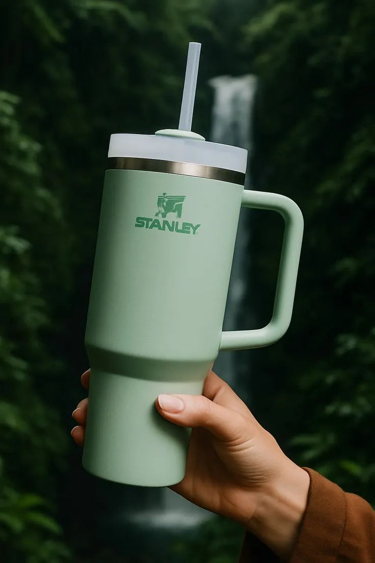 Stanley Style Tumbler With Handle & Straw – Premium Stainless Steel Travel Mug for Hot & Cold Drinks Outdoor Hydration Water Bottle