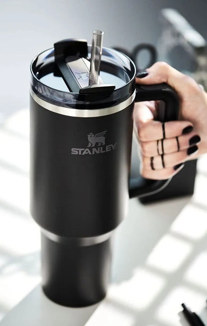 Stanley Style Tumbler With Handle & Straw – Premium Stainless Steel Travel Mug for Hot & Cold Drinks Outdoor Hydration Water Bottle