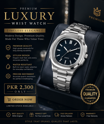 ⌚ Luxury Stainless Steel Watch – Premium Look Only Rs. 2,300 ✨