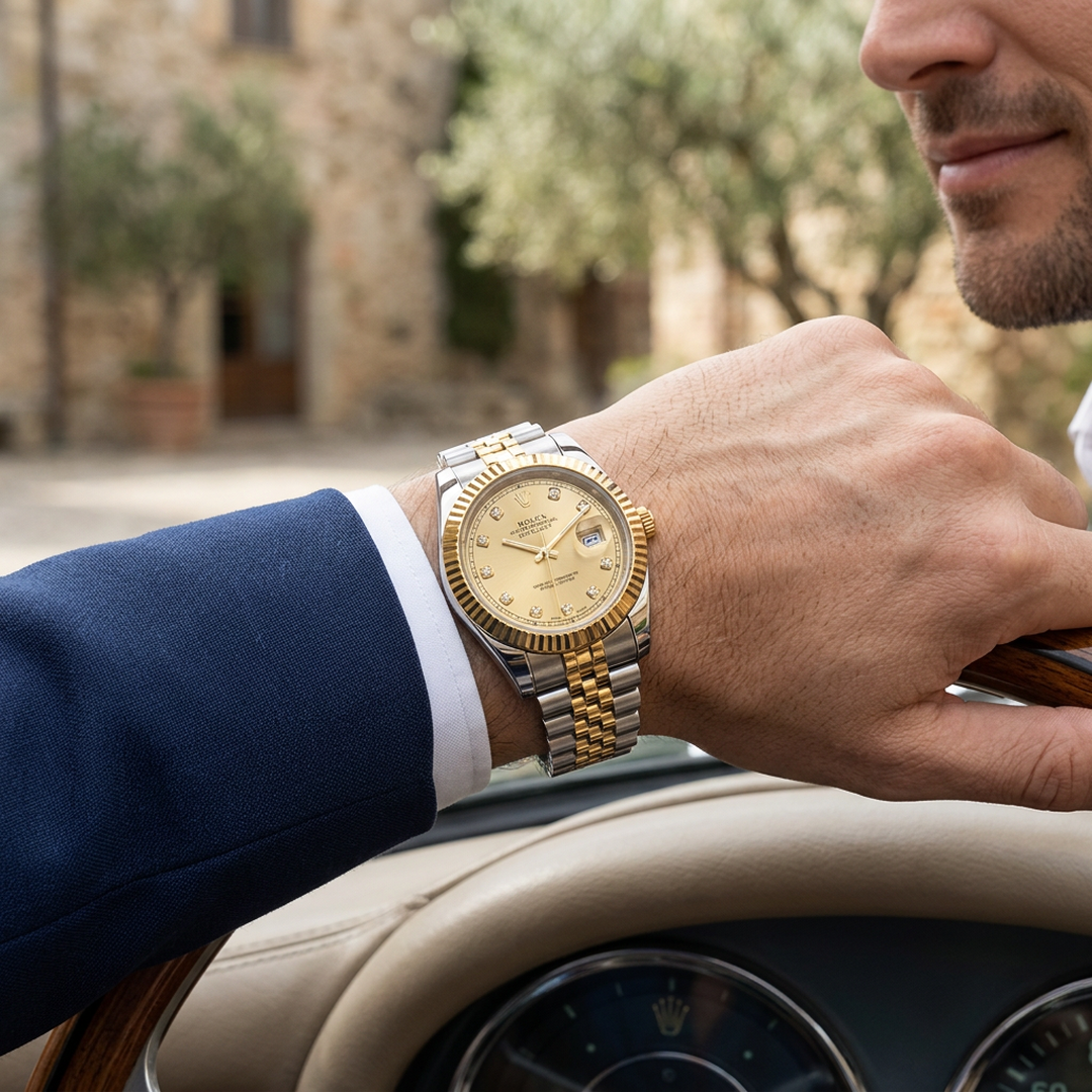Rolex Watch Gold Stainless Steel Diamond Dial Automatic