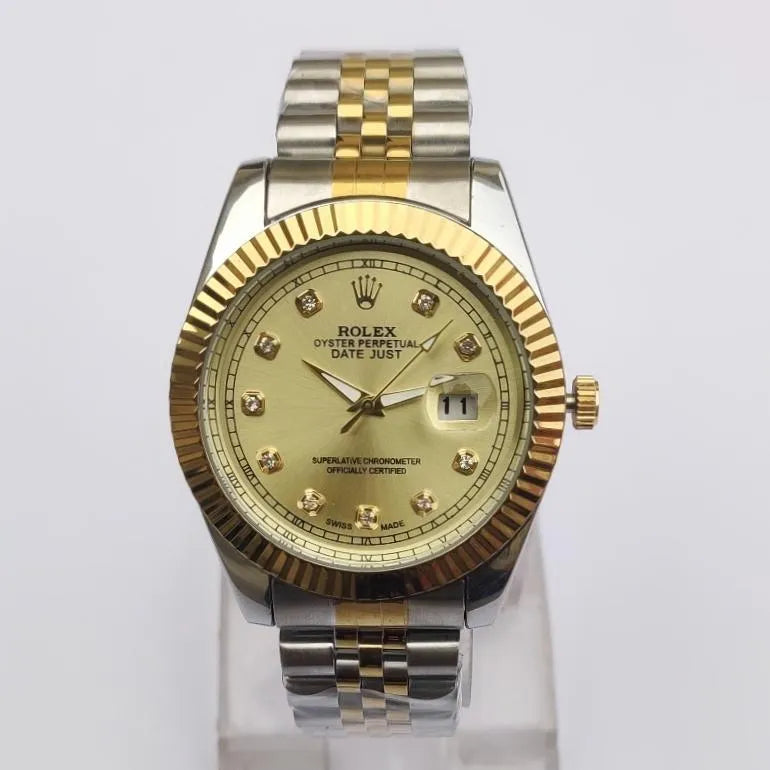 Rolex Watch Gold Stainless Steel Diamond Dial Automatic
