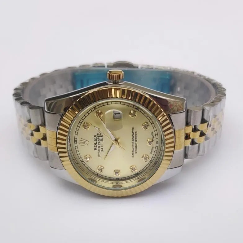 Rolex Watch Gold Stainless Steel Diamond Dial Automatic