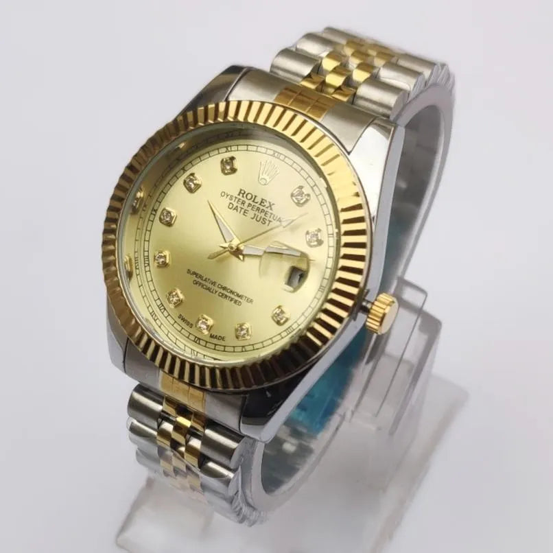 Rolex Watch Gold Stainless Steel Diamond Dial Automatic