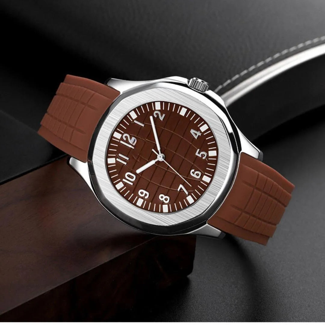 ⌚ Men's Water Resistant Quartz Watch with Textured Rubber Strap | Luxury Sports Watch | Rs. 2,300