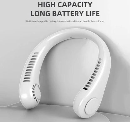 Rechargeable Bladeless Neck Fan White Lightweight