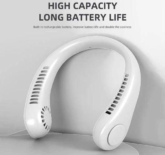 Rechargeable Bladeless Neck Fan White Lightweight