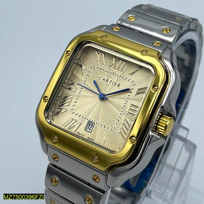 Men's Stainless Steel Watch Gold Roman Dial Water Resistant
