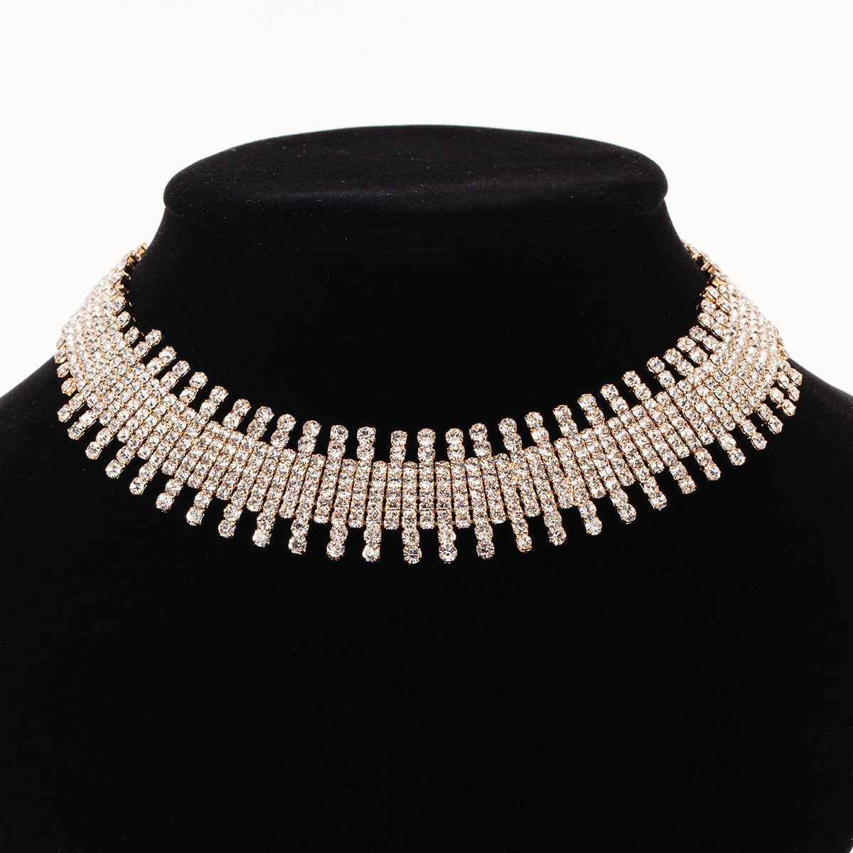 Shiny Rhinestone Choker Necklace Silver Women Fashion Jewelry
