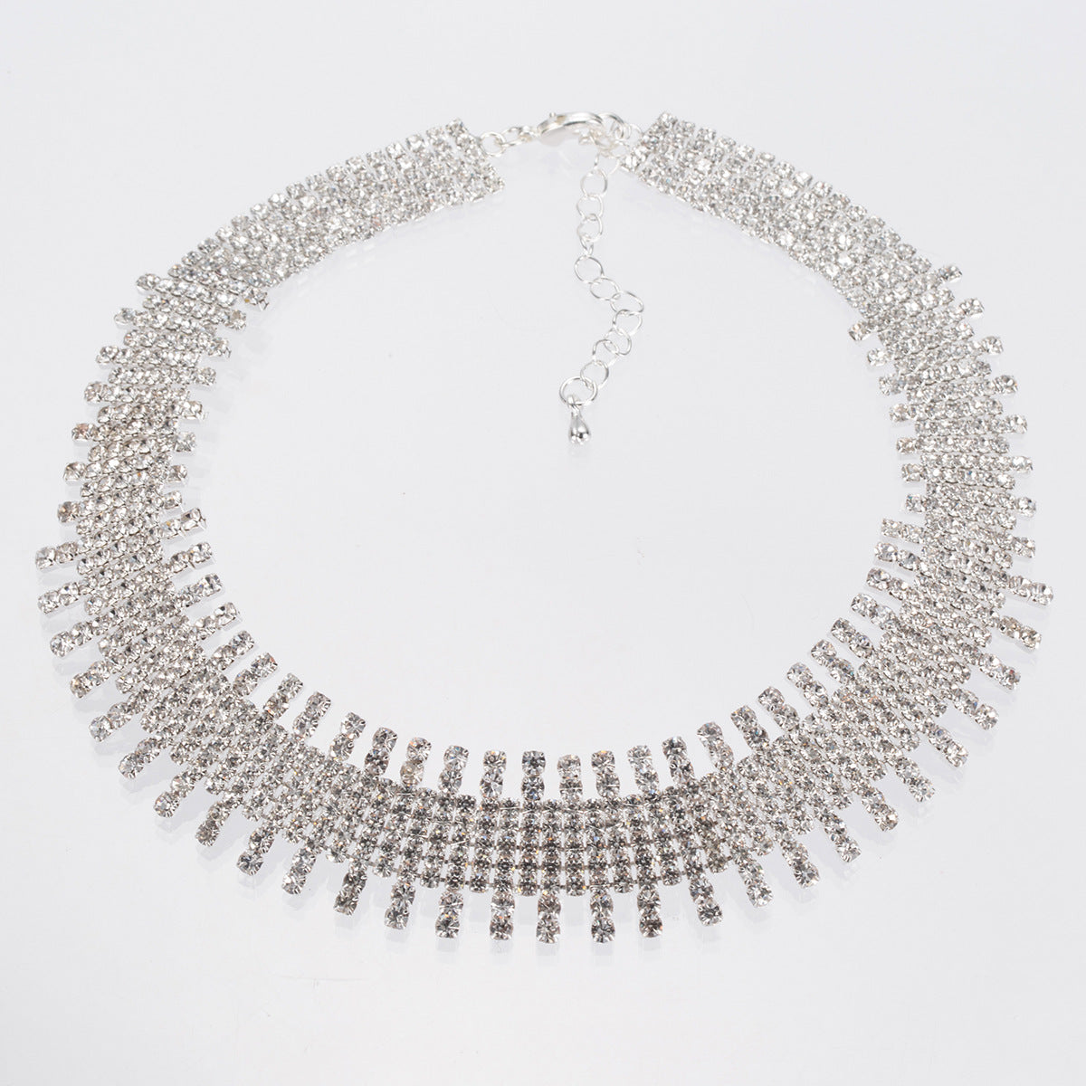 Shiny Rhinestone Choker Necklace Silver Women Fashion Jewelry