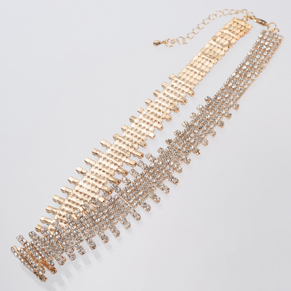 Shiny Rhinestone Choker Necklace Silver Women Fashion Jewelry