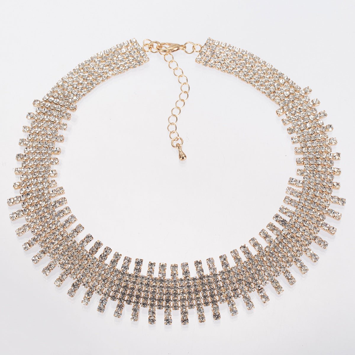 Shiny Rhinestone Choker Necklace Silver Women Fashion Jewelry