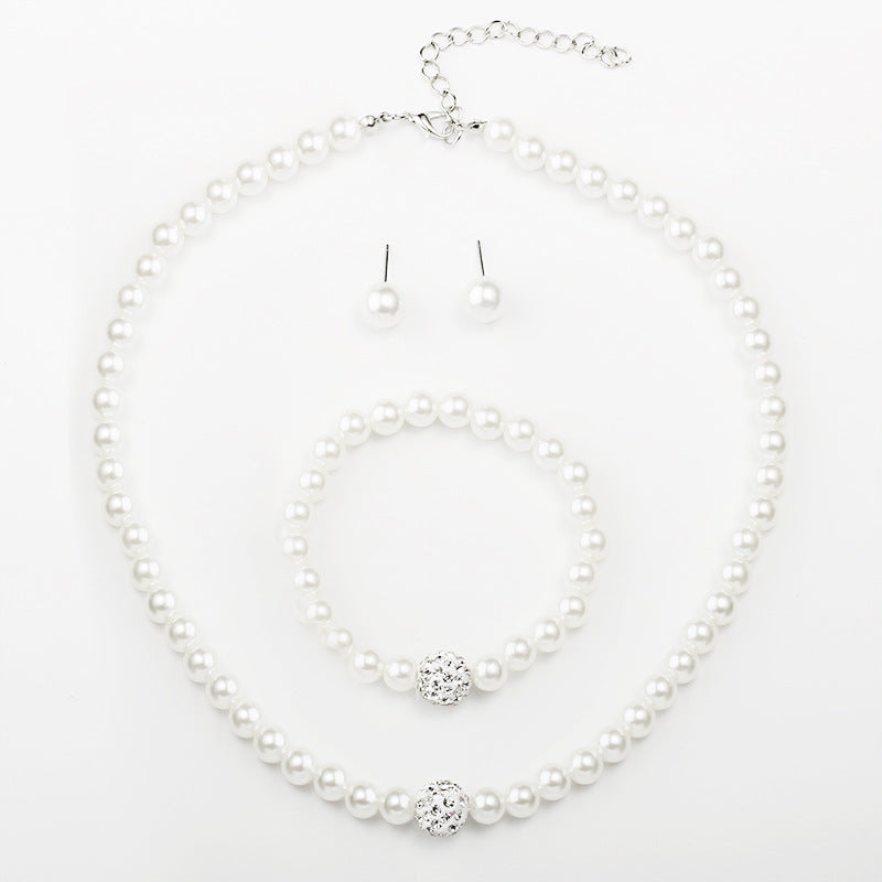White Pearl Necklace & Earrings Set for Pakistani Women
