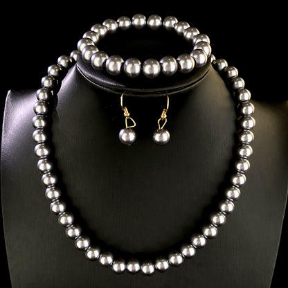 White Pearl Necklace & Earrings Set for Pakistani Women