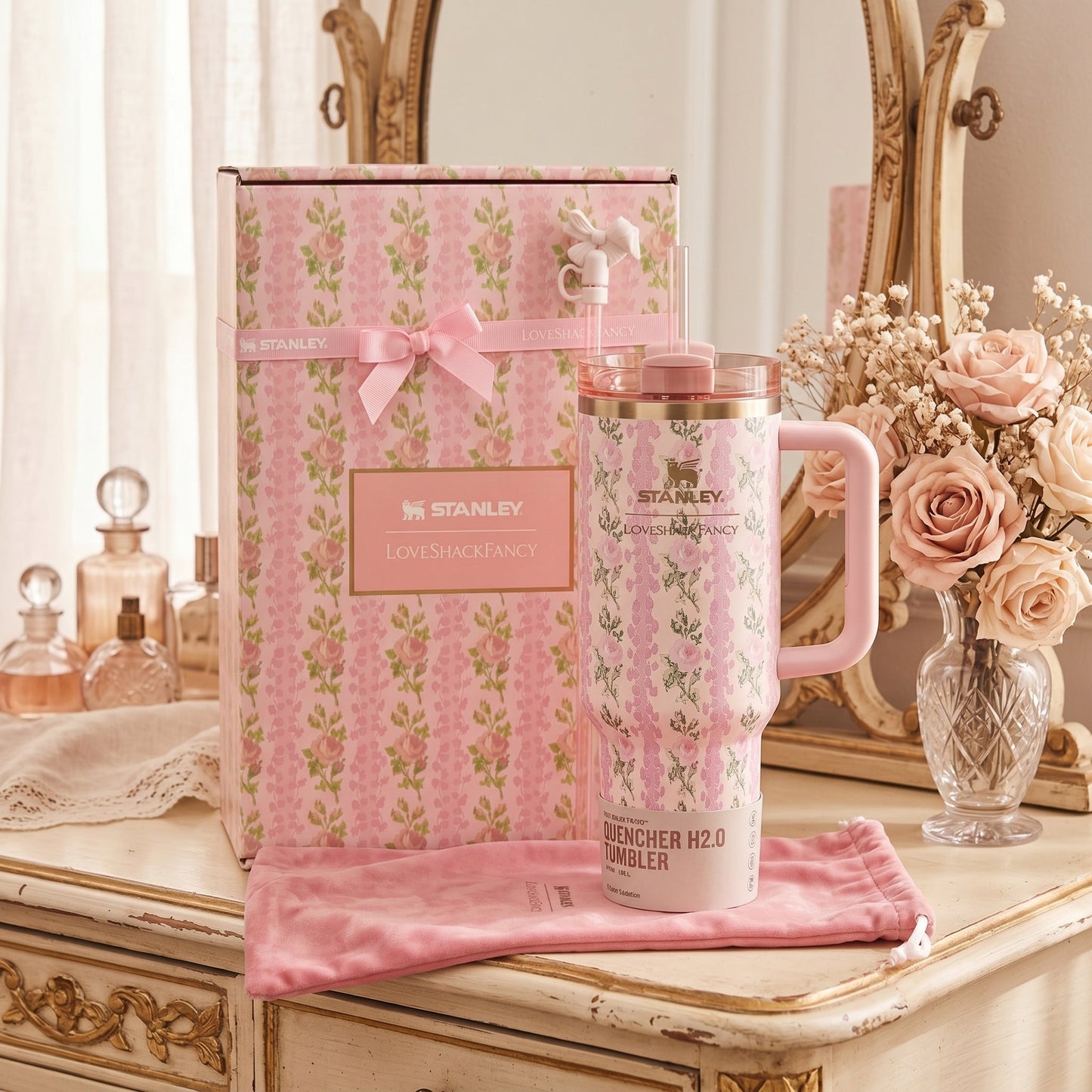 Stanley x Barbie Quencher 40 oz Tumbler – ’80s Peaches ’N Cream