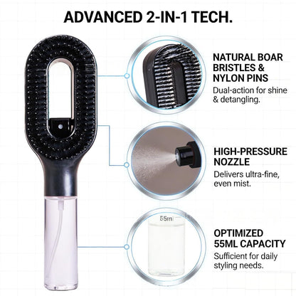 2in1 Sprayer Comb Detangling Scalp Massage Hairbrush With Spray Bottle Essential Oil Water Mist Spray Brush Anti-static Summer
